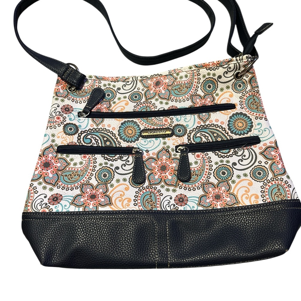 Stone & Co. Floral Paisley Crossbody Bag - Black and Multicolor